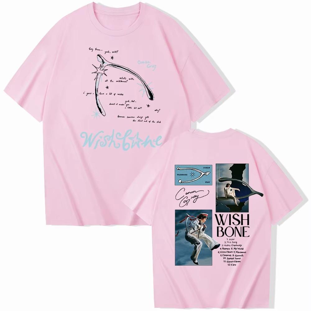 Conan Gray Wish Bone Tour 2026 футболка из чистого хлопка Мужская Женская Харадзюку Весна лето новая Короткий рукав Круглый вырез Повседневная рубашка Подарок