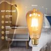 Винтажная лампочка E27 Лампа Эдисона с винтовым цоколем, 6 Вт эквивалент 60 Вт, Ретро лампа из янтарного стекла, 2200 К теплый белый, Недиммируемая, Светодиодная лампа с нитью накаливания ES