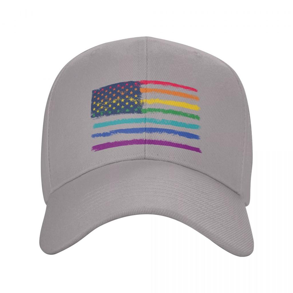 LGBT Gay Pride Rainbow American Flag Baseball Cap Sun Protection Unisex Women's Adjustable Dad Hat Spring Snapback Caps