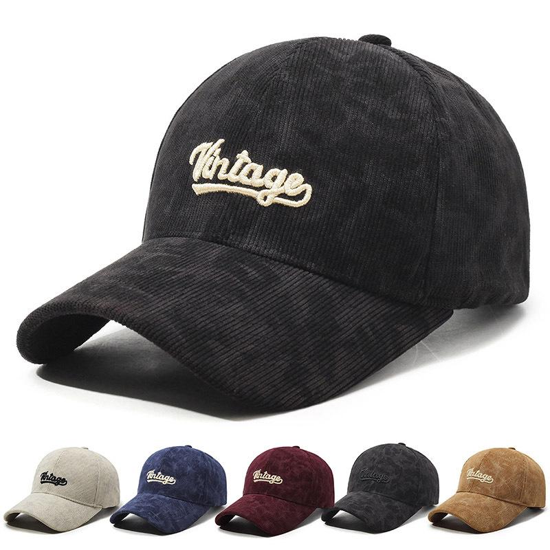 Вельветовая бейсболка осень-зима для мужчин и женщин с вышитыми буквами
