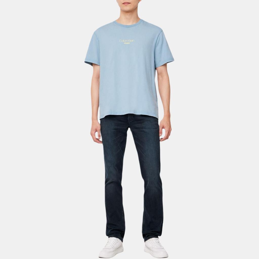 Calvin Klein Letter Round Neck Short Sleeve Pullover T-Shirt Men Tops Blue 4RB824G-CFF