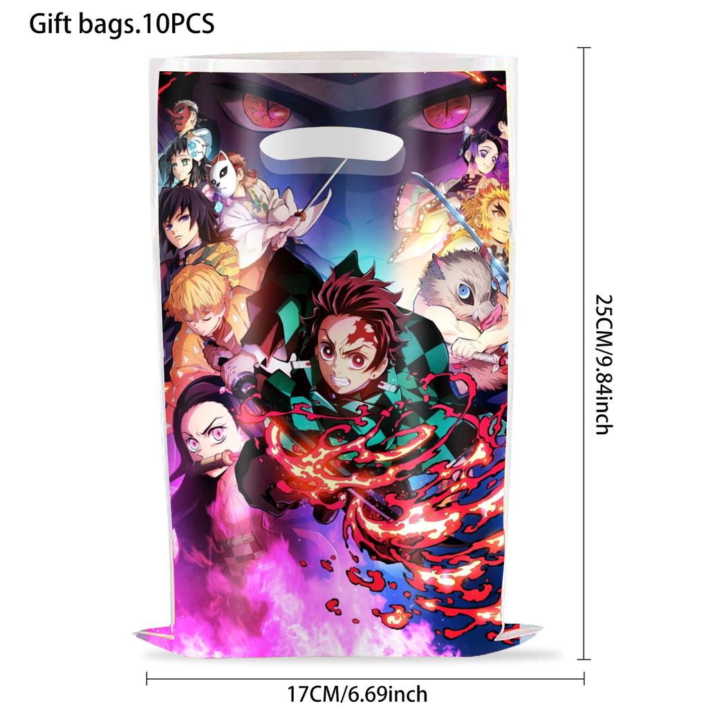 Demon Slayer Gift Bag Birthday Decor Kamado Nezuko Handle Candy Gift Bag Packaging Bag Baby Shower Kid Boys Gifts Party Supplies