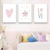 Cute Simple Cartoon Pink Love Bunny Giraffe Stars Nordic Canvas Picture Print Wall Art Poster Decor For Nursery Baby Girls Room