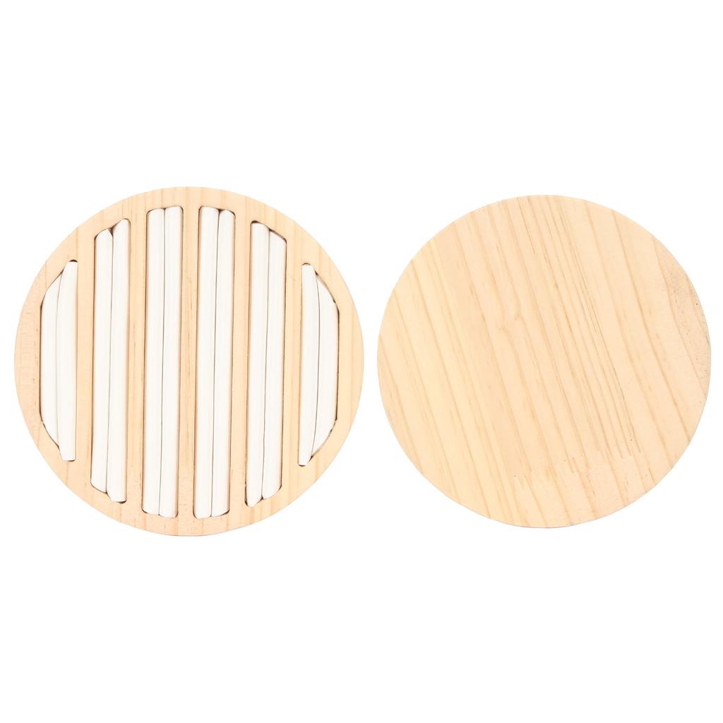 Ring Tray Round 6 Slots Solid Wood Scratch Proof Multi Purpose Ring Earring Jewelry Organizer White