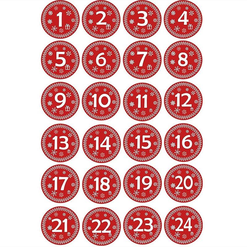 24 шт./лот, Рождественский Адвент-календарь, номер, ПВХ, уплотнительная наклейка на Новый год, Рождественский мешок для конфет, подарочная коробка, фирменная этикетка, уплотнительная наклейка