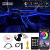 Светодиодные лампы для салона автомобиля, RGB оптоволоконная атмосфера, комплект неонового освещения с дистанционным управлением через приложение, автоматические декоративные лампы