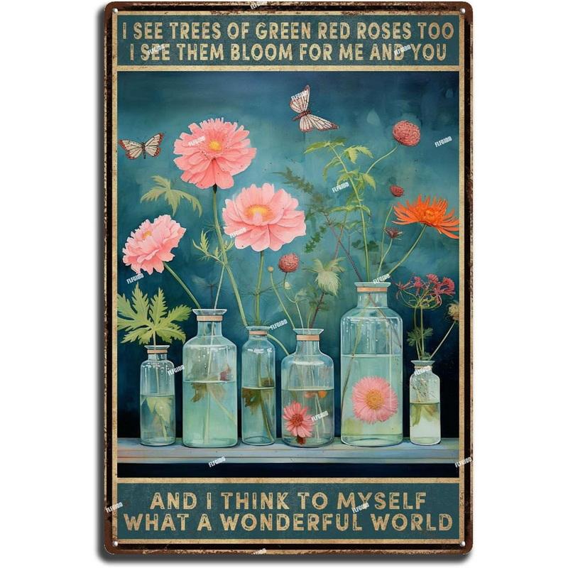 Металлическая жестяная табличка Сад Красивые цветы Винтажная жестяная табличка Цветок Лаванда Металлическая настенная панель Ретро Арт Декорация для дома Кафе Бар