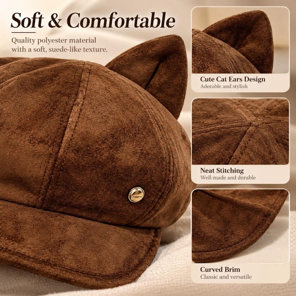 Solid Color Newsboy Cap Soft Fabric Octagonal Hat Cute Beret Hat Autumn Winter
