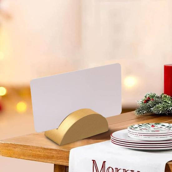 10Pcs Semicircular Wooden Business Card Holder Reusable Wedding Banquet Restaurant Table Number Place Card Holder Stand