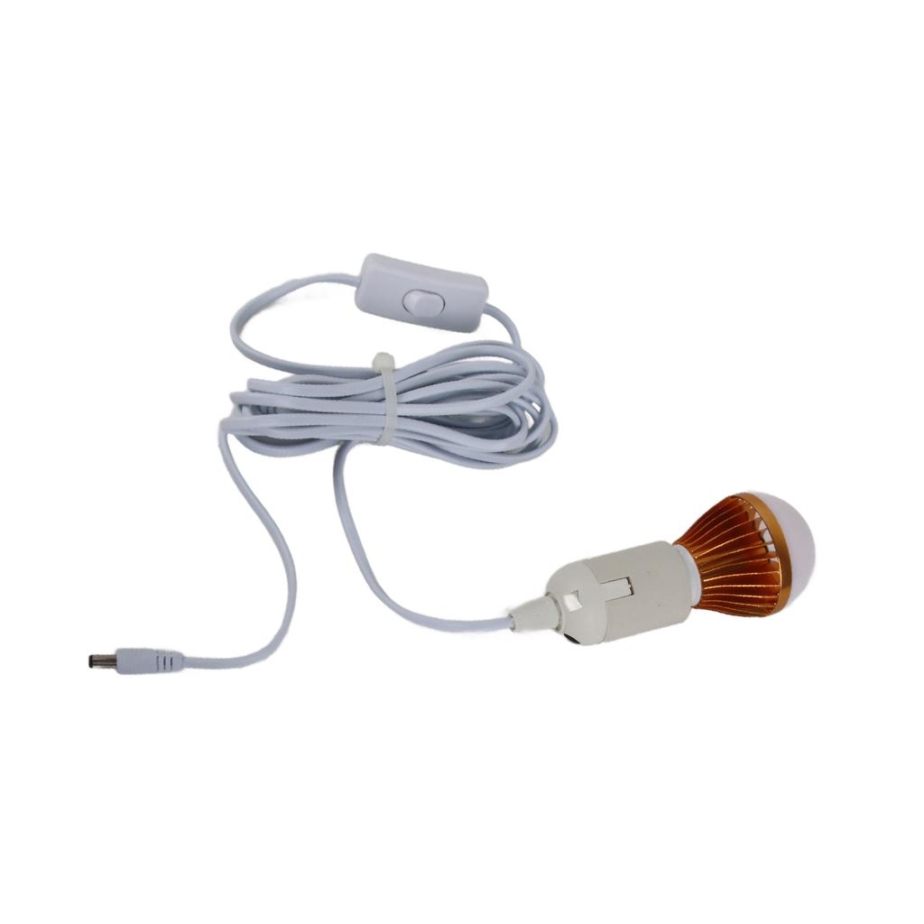 E27 Шарообразная спиральная светодиодная лампа на солнечной батарее белого цвета для кемпинговой палатки 12 В 5 Вт с 3-метровым проводом постоянного тока