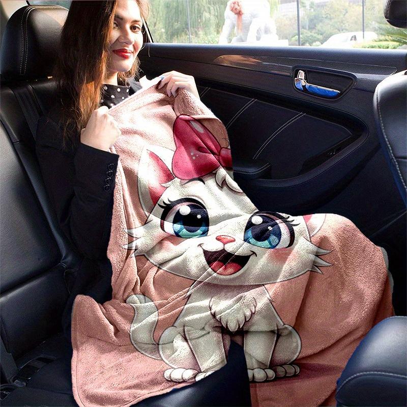 1pc Cute Cartoon Cat with Pink Bow Blanket - Seasonal Home Decor, Throw Blanket for All Seasons, for Decorating Your Own Sofa and Living Roo