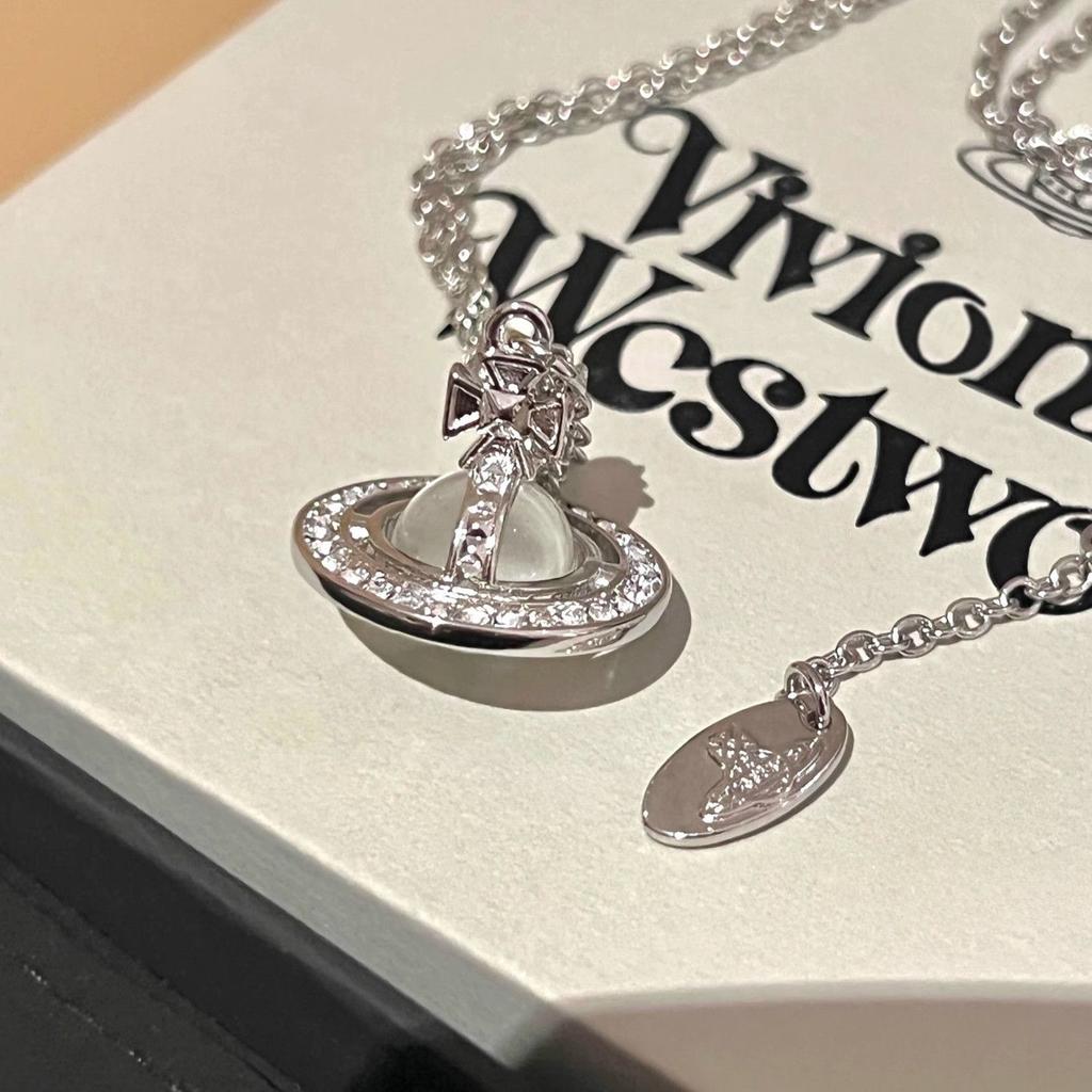 Saturn Transparent Necklace Silver Clavicle Flash Diamond Queen Mother West Niche Planet