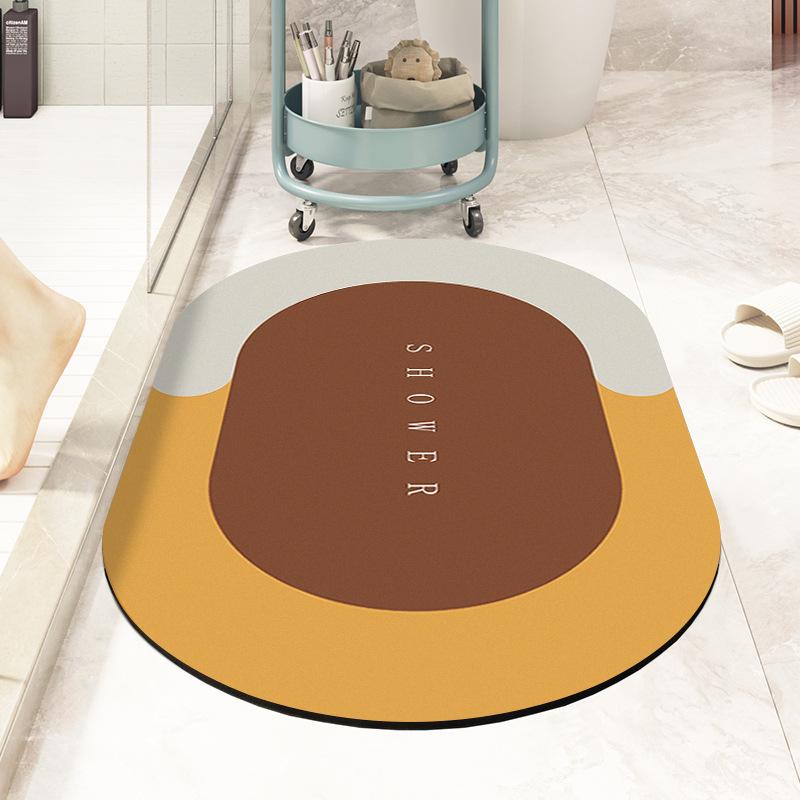 Впитывающий коврик для туалетной двери, нескользящий коврик, быстросохнущий, мягкий, диатомовый, грязевой, туалетный коврик для ванной комнаты, овальный