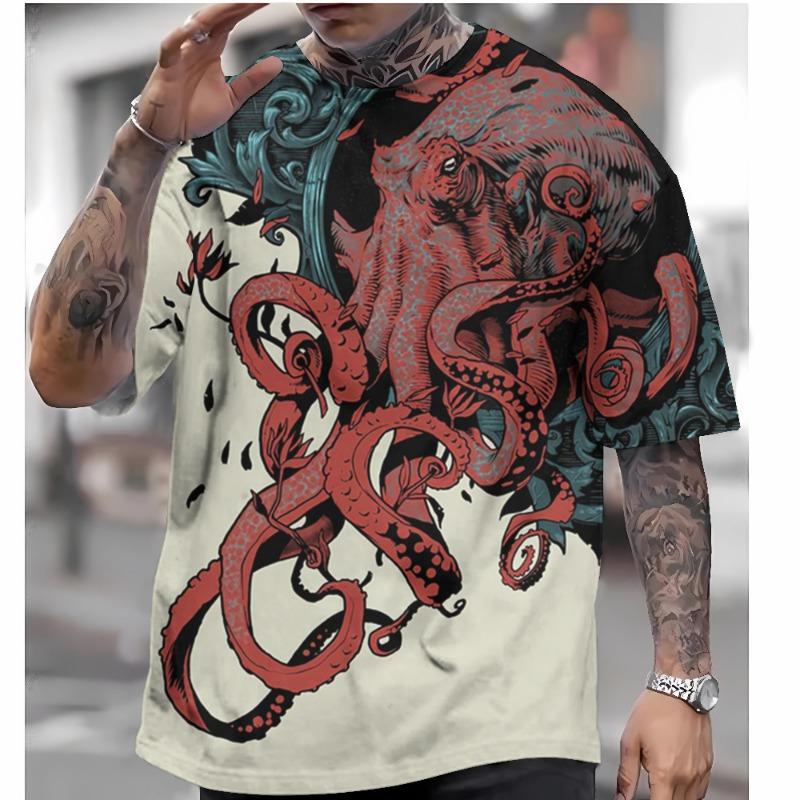 Футболка в японском стиле для мужчин Футболки с графикой Ukiyo-e Футболки с 3D-принтом Футболки с коротким рукавом Мужская одежда больших размеров Топы Лето