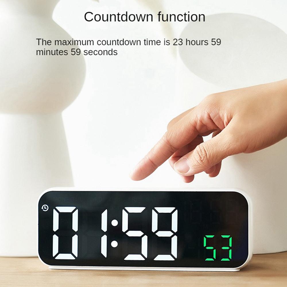 Fashion Digital Alarm Clock Temperature and Date Week Display Night Mode Table Clock Voice Control 12/24H Electronic LED Alarm Clocks