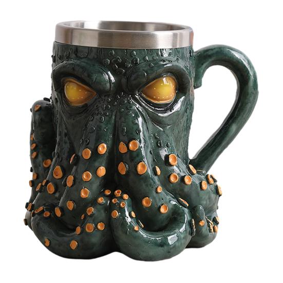 3D Кружка для пива «Дьявольский осьминог» с ручкой-щупальцем, готическая, Ктулху, пиратская, для напитков, ночная, средневековая фэнтези, подарок