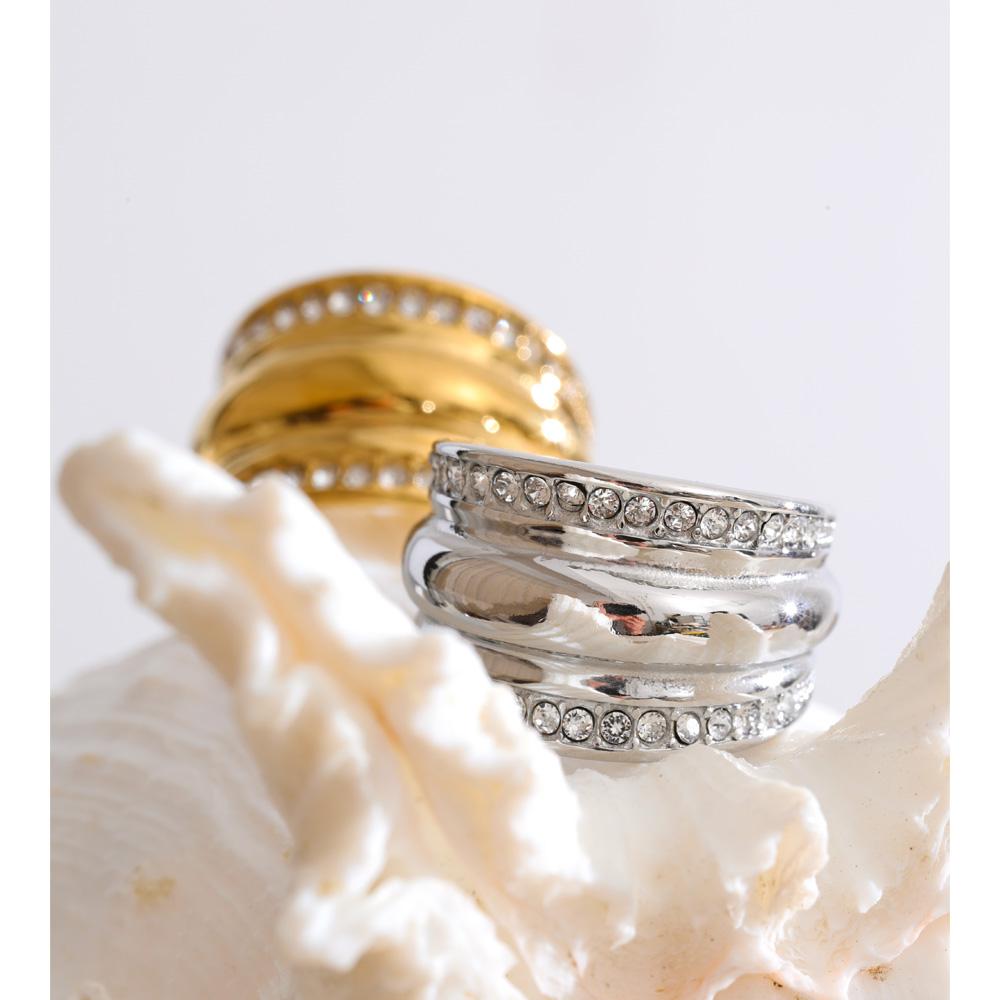 Eetit Размер 6789 Кольцо из нержавеющей стали с кубическим цирконием, широкое, с PVD-покрытием цвета 16K и платины, высокое качество, популярное украшение на палец