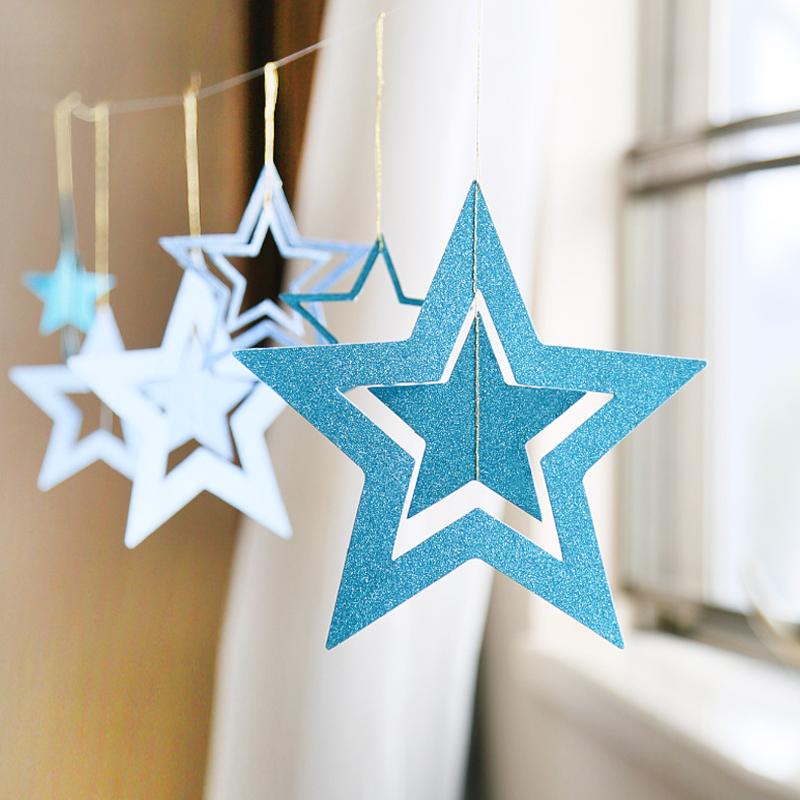 7pcs/lot Twinkle Star Paper Pendant Garland Ornaments Christmas Decorations for Home New Year Natal Noel Decor Navidad 2020