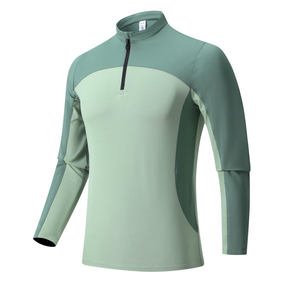 Men's Outdoor Sports Climbing Hiking Long Sleeve Stand Collar Breathable Sweat-absorbent Elasticity T shirt