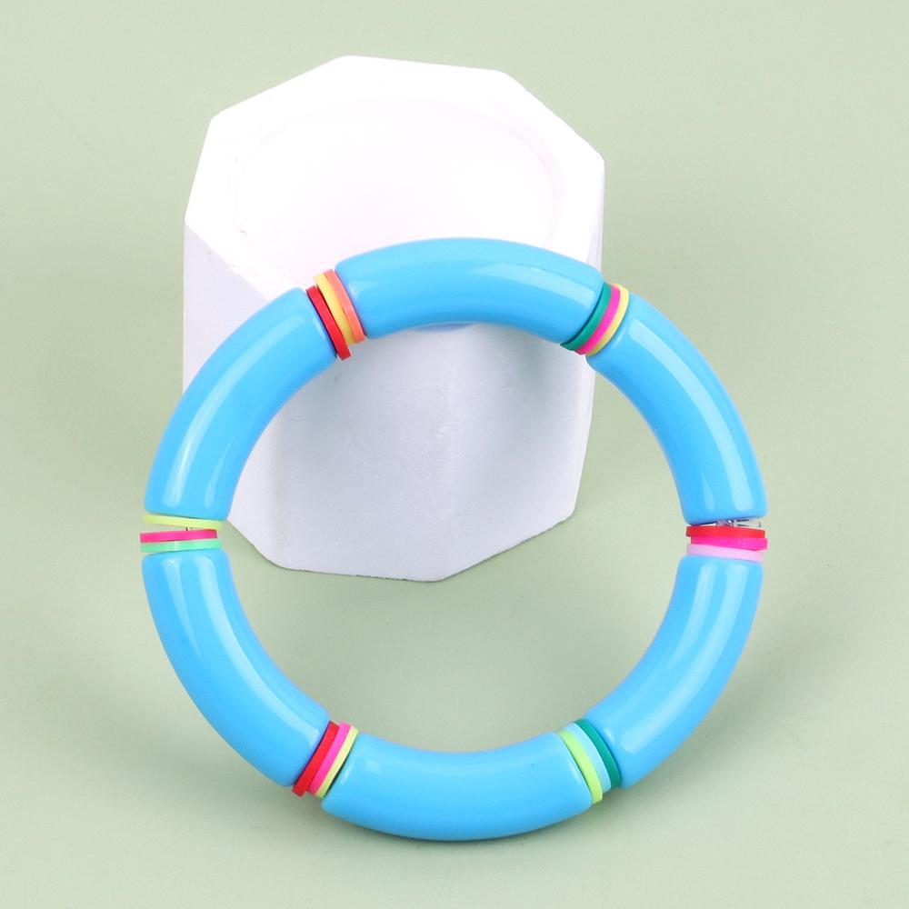 New Resin Bamboo Elbow Beaded Bracelet for Women Vintage Acrylic Curved Tube large Elastic Bangles Bracelets Summer Jewelry Gift