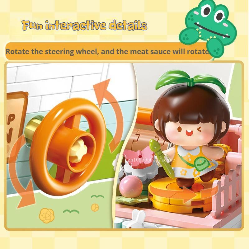 New Product Meat Sauce Flower Field Typewriter Building Blocks Kawaii Girl Decoration Decoration Ornament Festival Gift