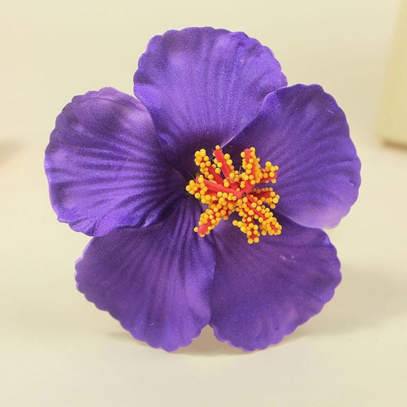 10pcs Fabric Hawaiian Double Flower Hair Clip Tropical Floral Barrettes Elegant Hairpin Beach Accessories For Women Girls