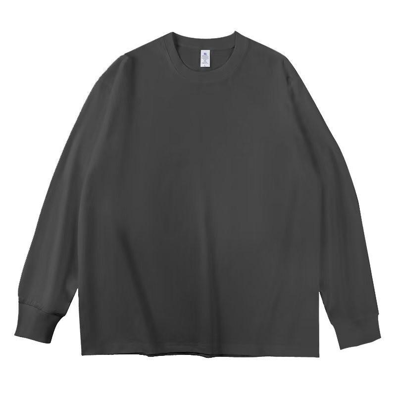 Унисекс Футболка с длинным рукавом в рубчик из чистого хлопка | Повседневный свободный базовый слой