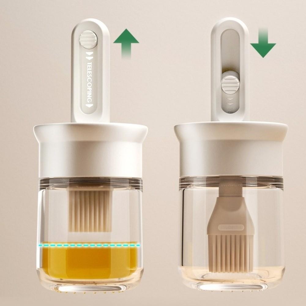 Heat-Resistant Oil Dispenser Bottle Leakproof Oil Jar with Built-in Oil Brush cooking