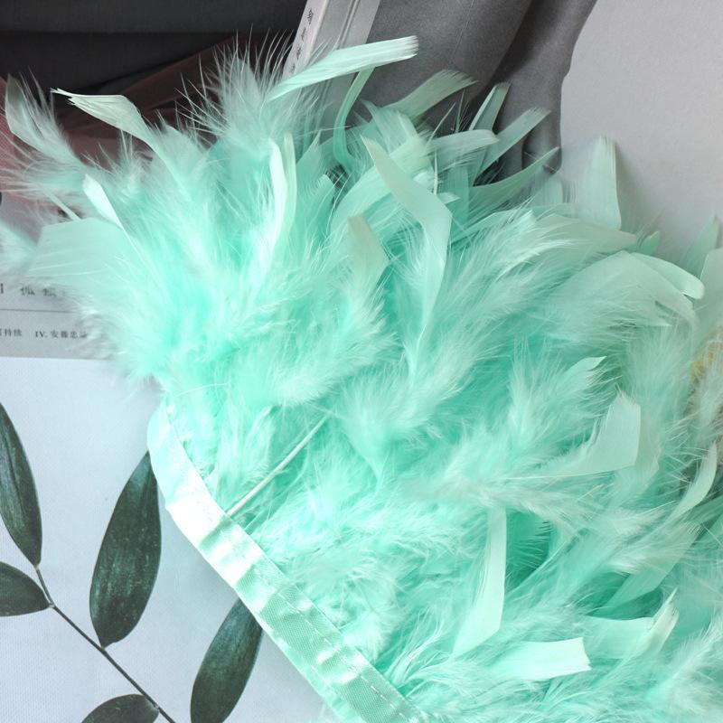 Long Turkey Fur Feather Cloth Strips Fire Edge Stage Performance Clothing Accessories Skirt Diy Decorative Materials