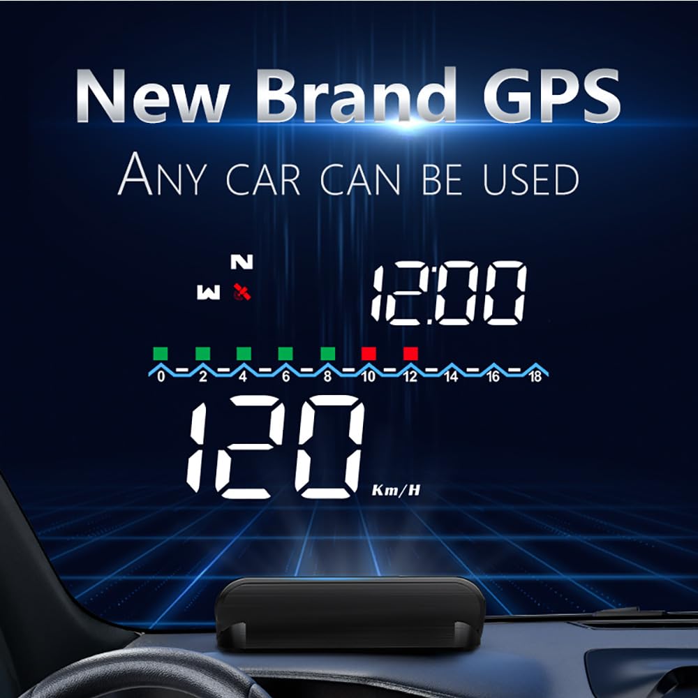 M19 Heads Up Display for Cars, GPS Digital Speedometer with Speed MPH, Windshield Projection for All Vehicles