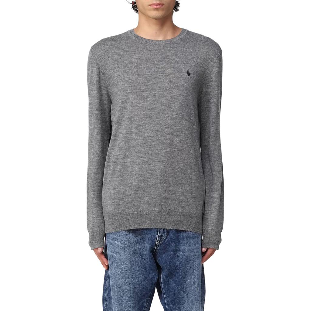 Polo Ralph Lauren FW22 сплошной логотип вышитый круглый вырез свитер мужской свитер серый 710876846-006