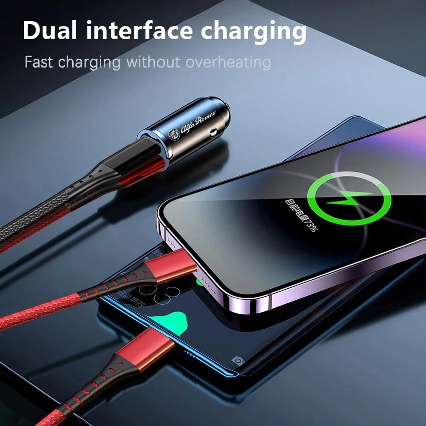 For Alfa Romeo Car Charger Adapter USB PD Type C Fast Charging Quick Charge For Alfa Romeo Giulia Stelvio MiTo Giulietta Tonale jgf852