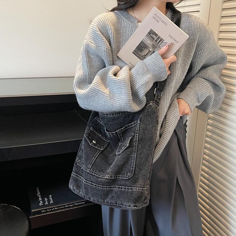 Винтажная джинсовая сумка-тоут большой вместимости женская сумка на плечо сумка для поездок на работу сумка кроссбоди