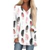 Women's Casual Long Sleeved V-neck Floral Print Long Loose T-shirt Top