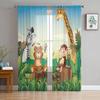 Cartoon Animal Zoo Tropical Jungle Sheer Curtain For Living Room Bedroom Kitchen Window Decor Giraffe Elephant Tulle Curtains