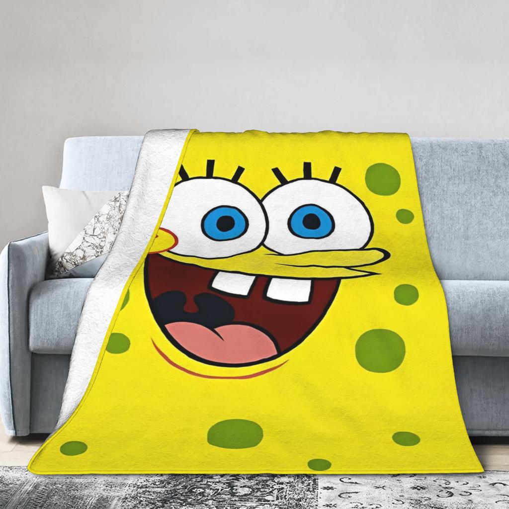 Cute Funny SpongeBob Cartoon Blanket Plush Awesome Soft Throw Blankets for Bedspread Spring Autumn