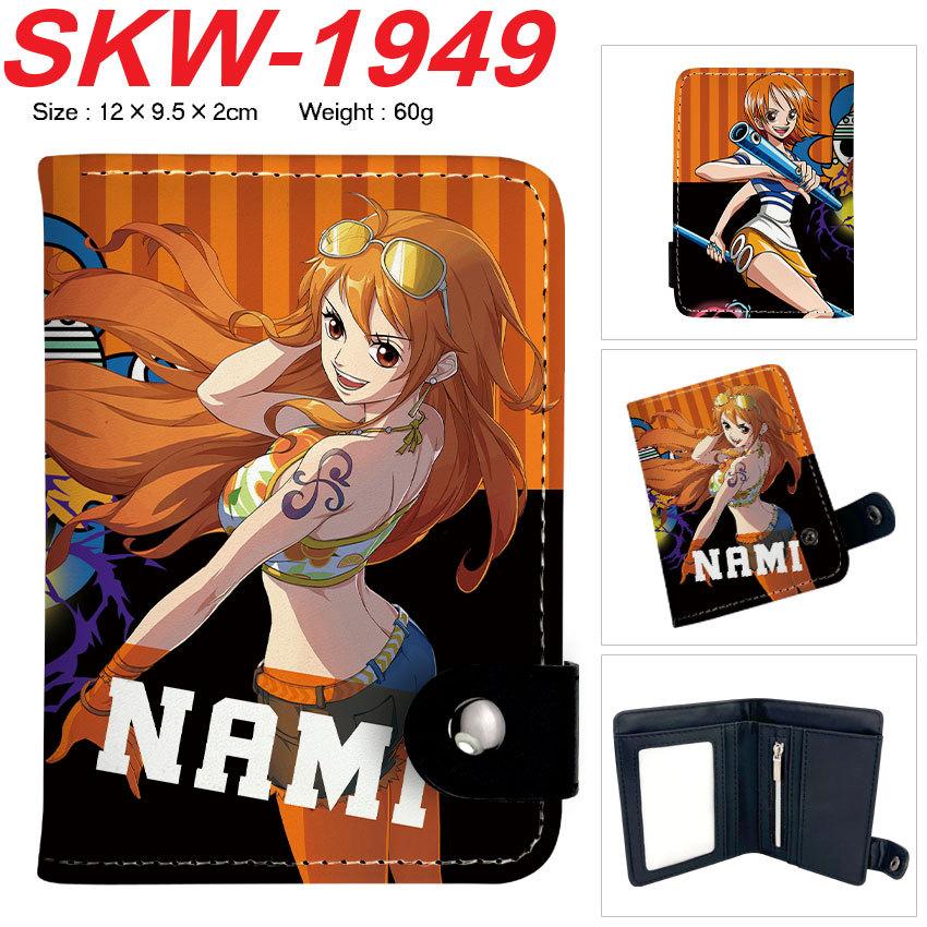 One Piece Anime Snap Button Wallet Vertical Card Holder Coin Purse for Students Men Women