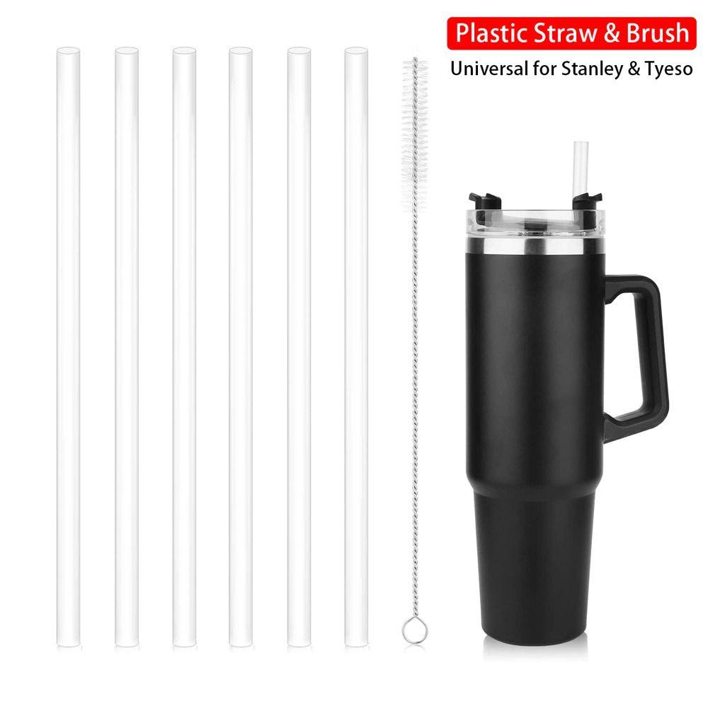 1Sets Drinking Plastic Straws with Brush Replacement Straw Durable Cup Straw