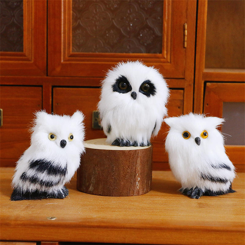 Милая сова белая черная пушистая рождественская птица украшение украшение имитация для домашнего декора подарки