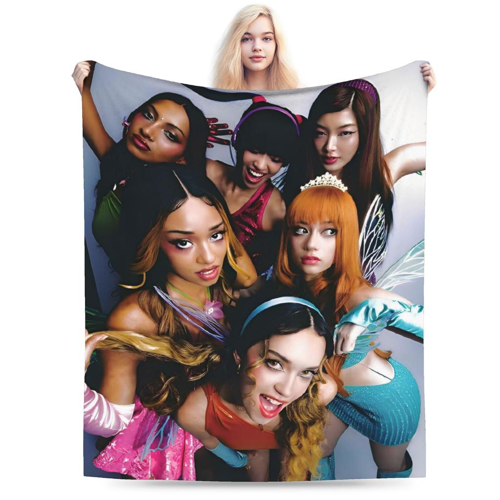 Вязаные пледы Katseye Kpop Флисовые Lara Manon Megan Легкий плед для кровати Дивана Ковра на пол