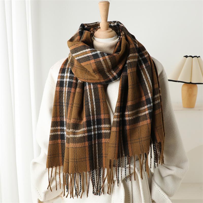 Designer Brand Plaid Cashmere Scarf for Winter Warm Pashmina Blanket Scarves Tassel Casual Bufanda Poncho Lady Wraps Shawls