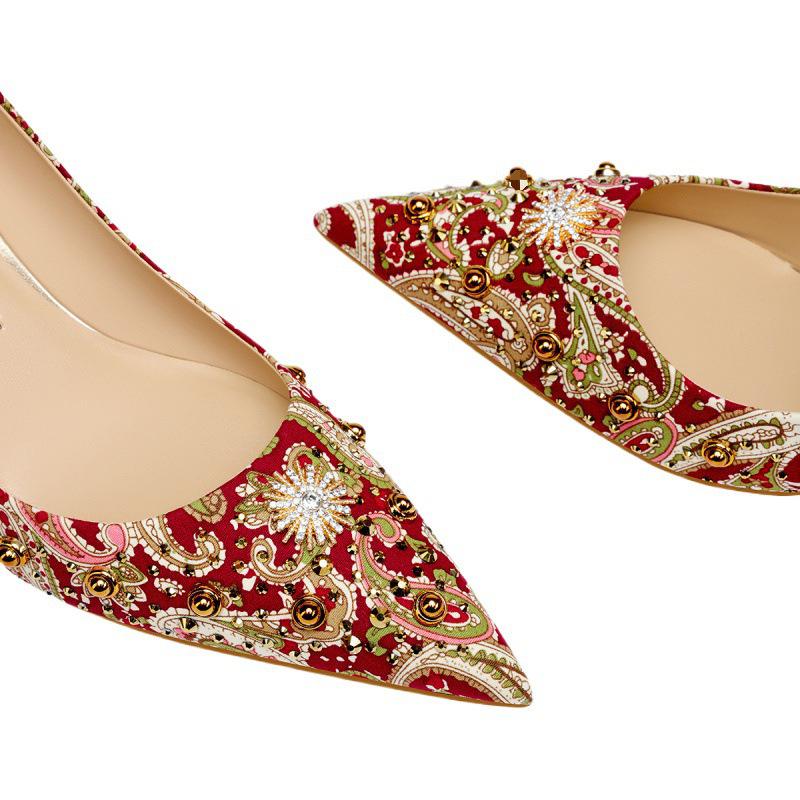 Красные свадебные туфли на высоком каблуке Xiuhe 2025 - Туфли для тоста на китайскую свадьбу с шипами