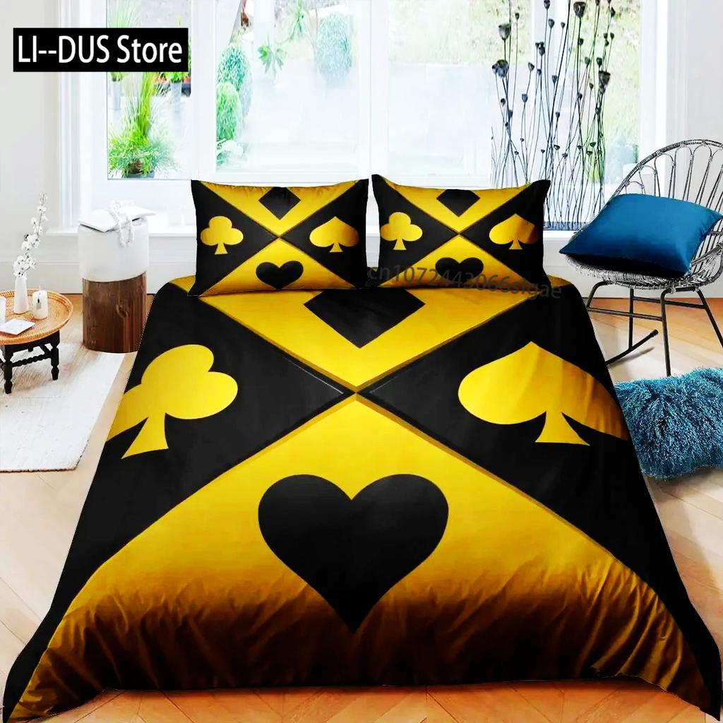 Покер King Queen Пододеяльник Современный комплект постельного белья для карточных игр Геймерский игровой пододеяльник Покрывало для азартных игр Спортивная одежда Полиэстеровый пододеяльник