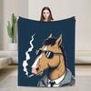 Плед BoJack Horseman Супер Мягкий Плед для Пикника Плюшевый Плед с Рисунком Фланелевое Покрывало для Спальни Чехол для Дивана-Кровати