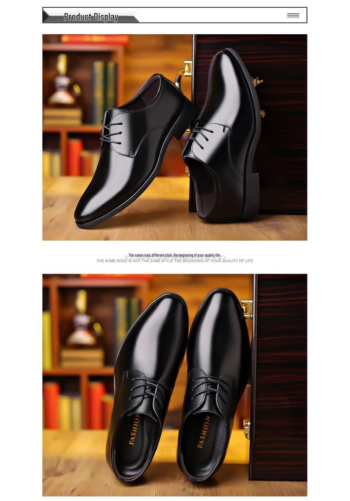 Мужские большие кожаные formal shoes на шнуровке - Корейский стиль Черные рабочие туфли