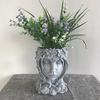 Resin Goddess Head Statue Planter Flower Pot Vase Container Yard Desktop Decor - Gray