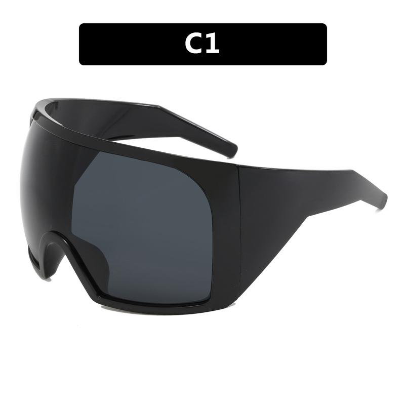 Futuristic Wrap Around Sunglasses Rave Curved Lens Uv400 Protection 2000'S Eyewear Oversized Sun Glasses For Women & Men