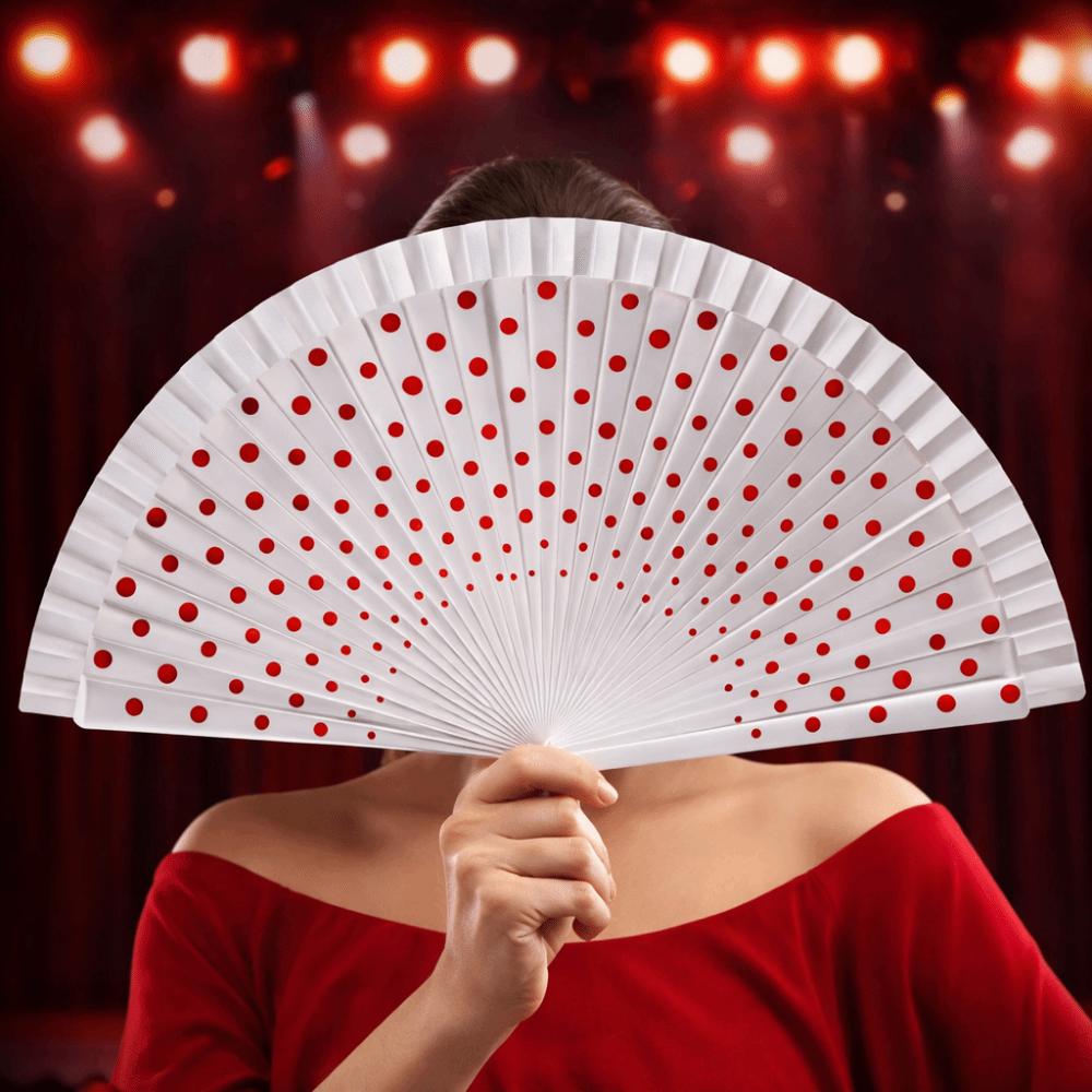 Vintage Hand Fan Dots Pattern Dancing Fan Practical Decorative Fan Home