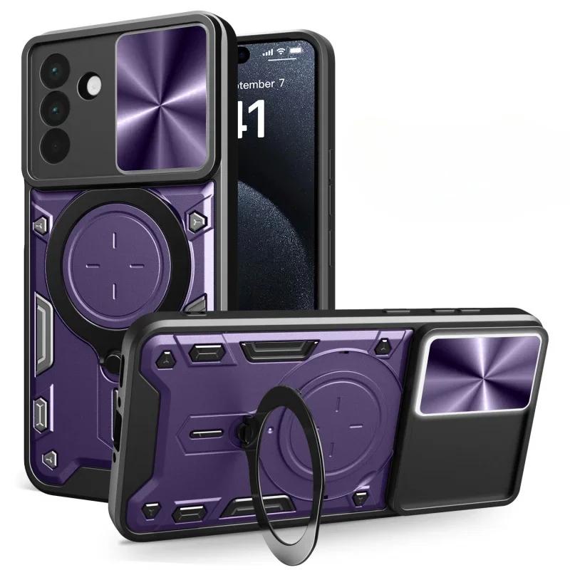 Для Samsung Galaxy S25 S24 Plus 23 Ultra Чехол Магнитный Держатель Кольцо Броня Ударопрочные Чехлы для Samsung A24 A23 A16 A15 Задняя Крышка