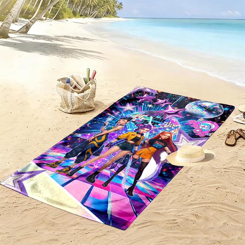 Kpop Demon Hunters Beach Towel Suitable for Travel, Outdoor Activities, Swimming Pools, Yoga, Surfing, Camping, Hiking, Gym